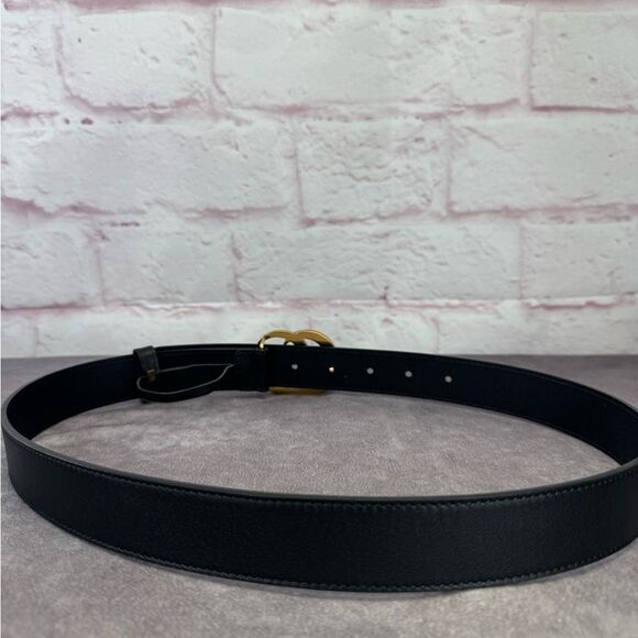 Gucci Slim Leather Marmont Gg Double Belt Black 80/32” 414516 - Picture 5 of 10
